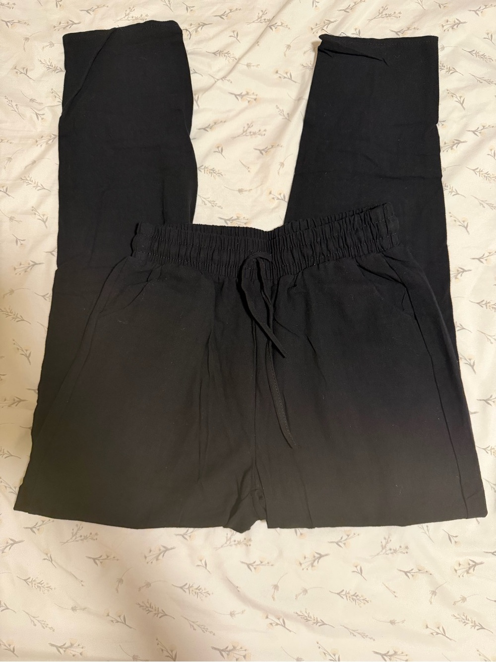 Cuffed Black Linen Pants